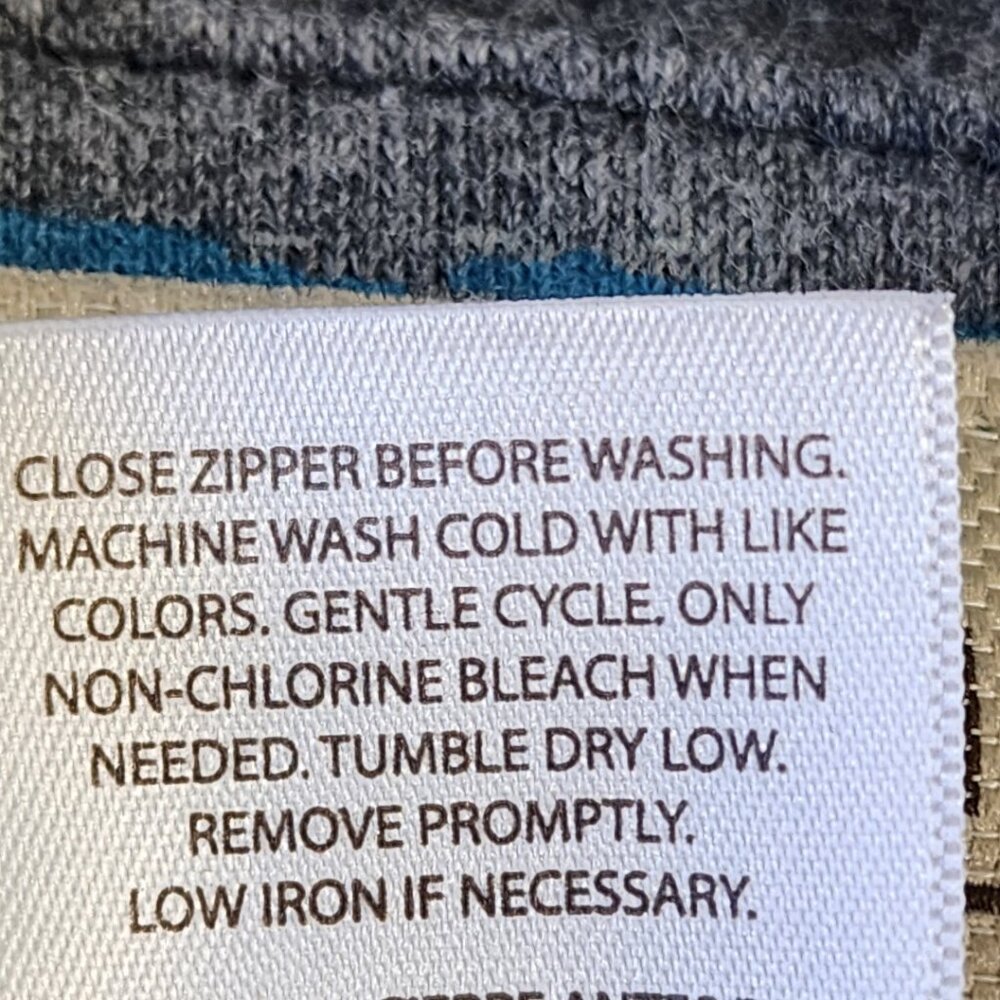 NO BOUNDARIES Men's Hoodie Medium Y2K Full Zip Gray Blue-Green Striped - Picture 12 of 13